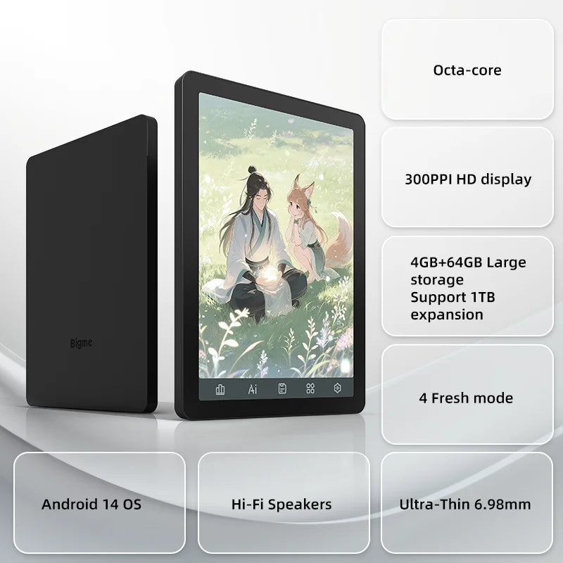 BIGME B6 Ebook Reader With Front Light Android 14 OS