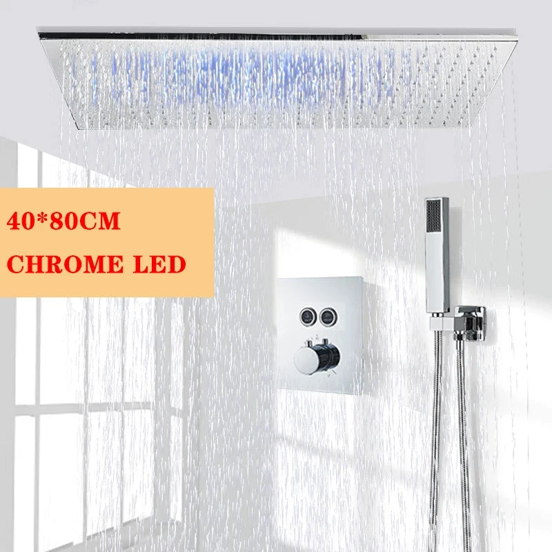 Wanmivezlo Brass LED Rainfall Shower Head Bathroom Accessory