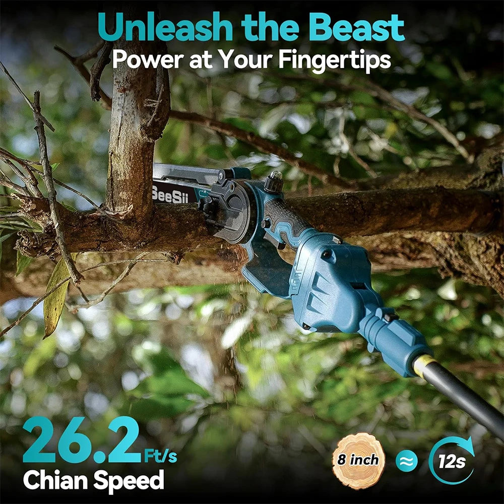Seesii Polesaw Cordless Electric Chainsaw With Extension Pole For Tree Trimming