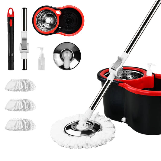 Mop Bucket Set 360 Degree Spin Mop System 3 Heads