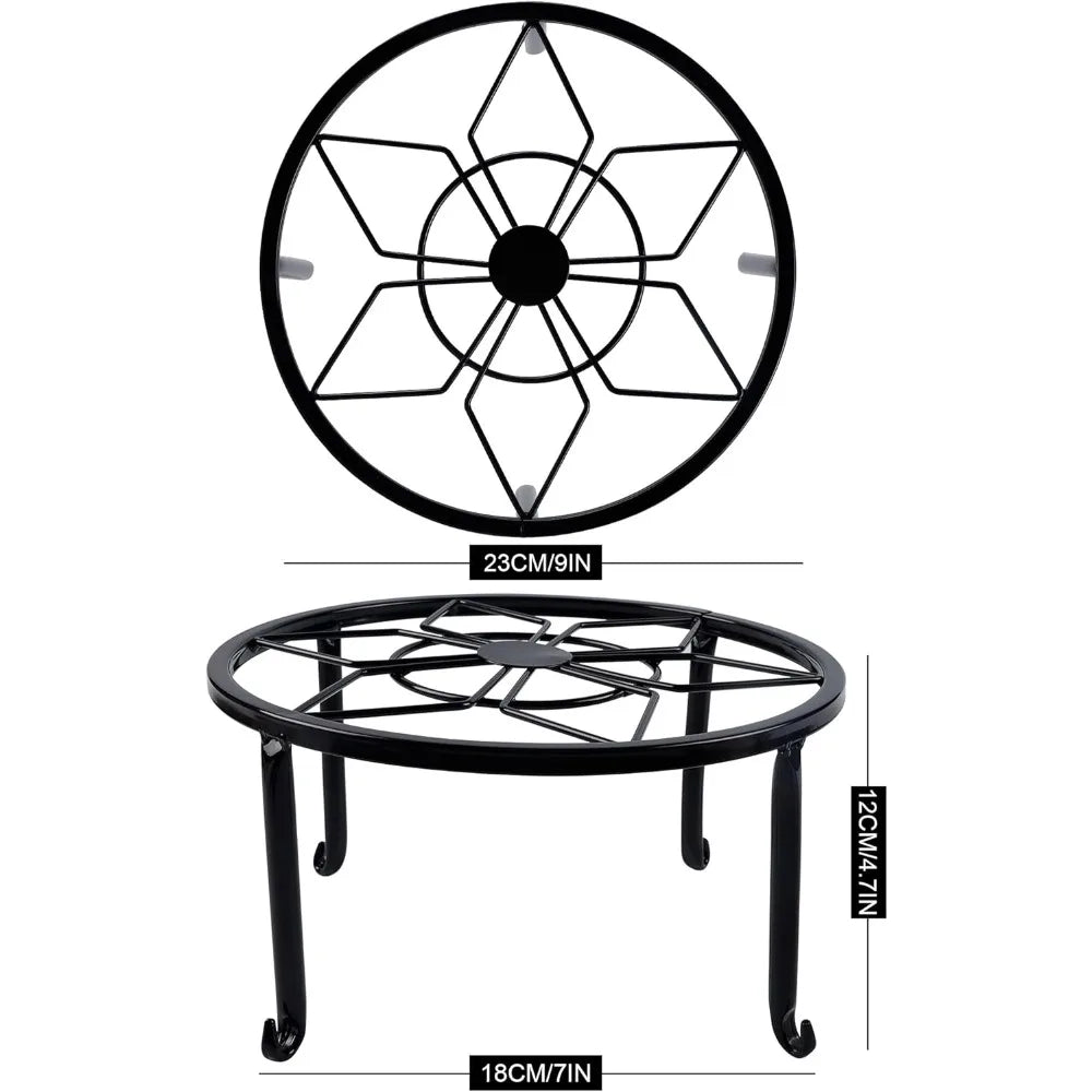 NBVCX 4 Pack Heavy Duty Iron Plant Stands Indoor Outdoor Rustproof Round Display