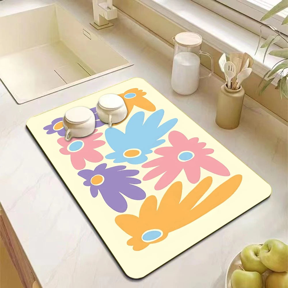 Kitchen Accessories Absorbent Kitchen Dish Drying Mat Coffee Machine Tableware Drain Mat Kitchen Drain Pad Tableware Mat Coaster