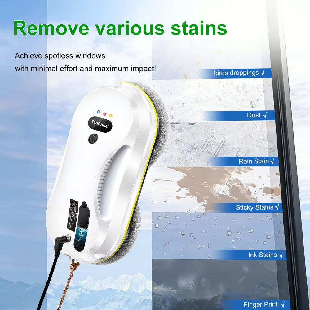 PuRuikai Window Cleaning Robot With Water Spray And Edge Detection