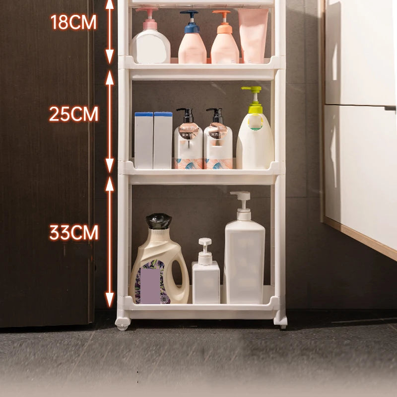 Bathroom Cabinet  Behind The Door Storage and Kitchen Storage Rack Multi-layer Narrow Cabinet Space Saving Trolley Storage Rack