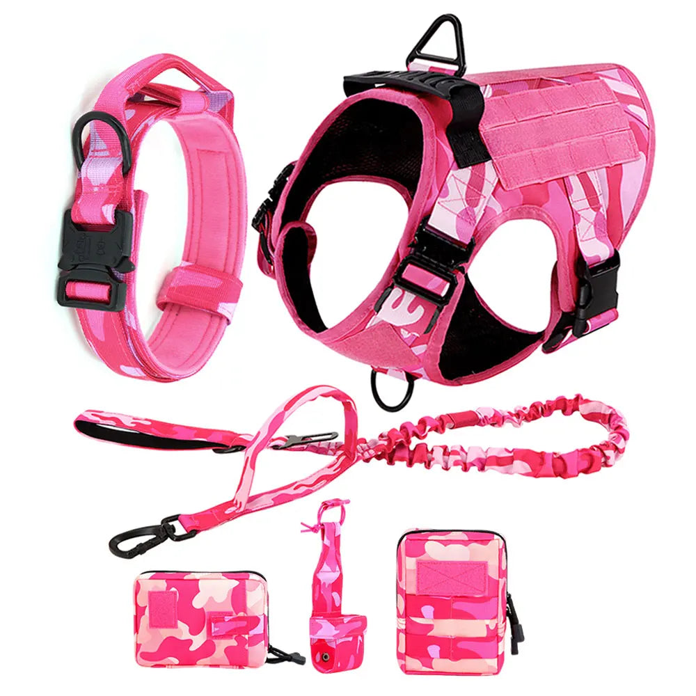 PETRAVEL Military Camouflage Dog Harness Leash Set For Training