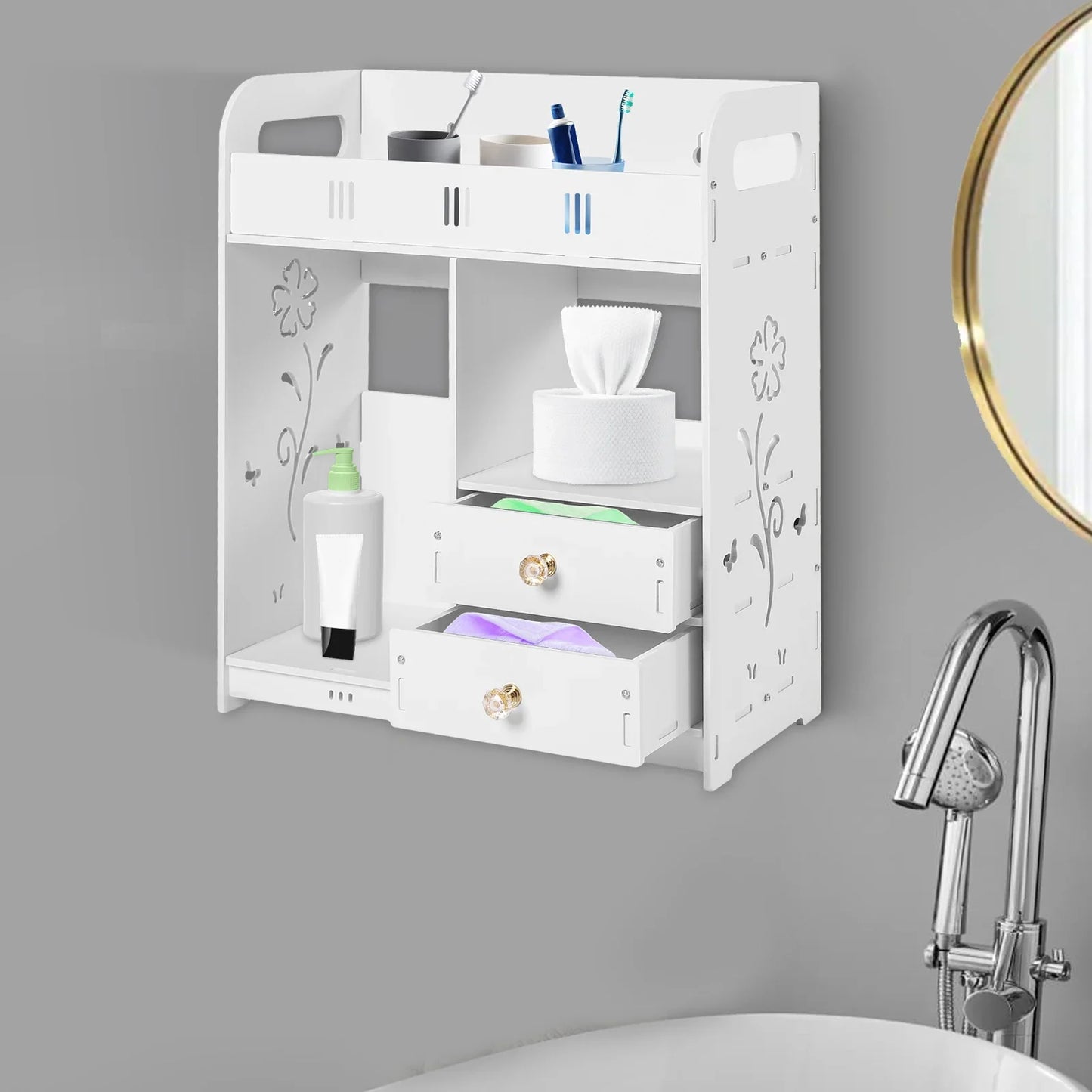 Bathroom Wall Cabinet With Two Drawers Wall Mounted Storage