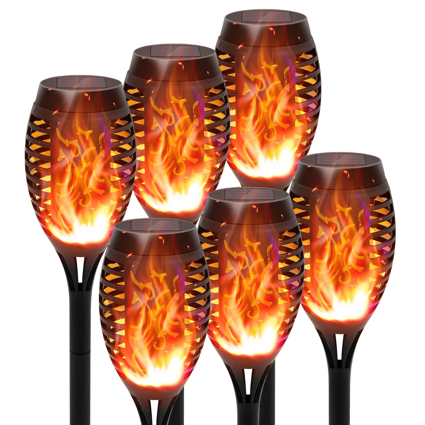 Solar Torch Lights With Flickering Flame LED Waterproof Garden Path