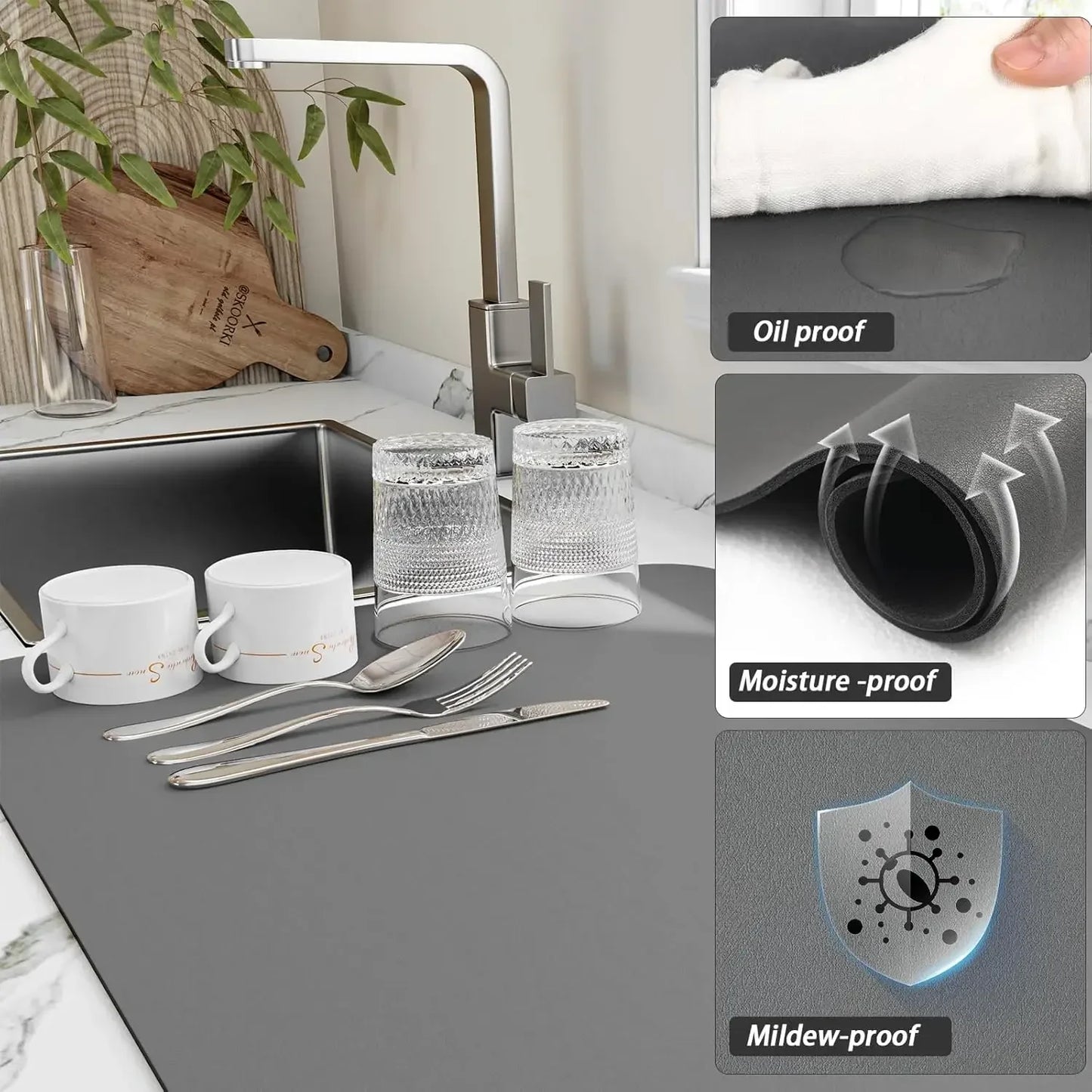 Kitchen Accessories Absorbent Kitchen Dish Drying Mat Coffee Machine Tableware Drain Mat Kitchen Drain Pad Tableware Mat Coaster