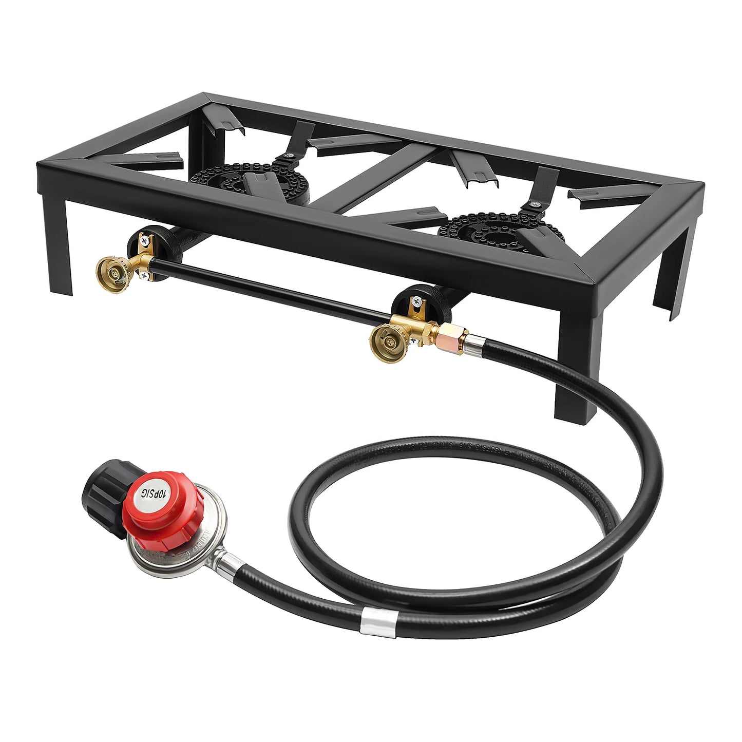 Portable 8000W Outdoor Double Burner Gas Stove With Regulator