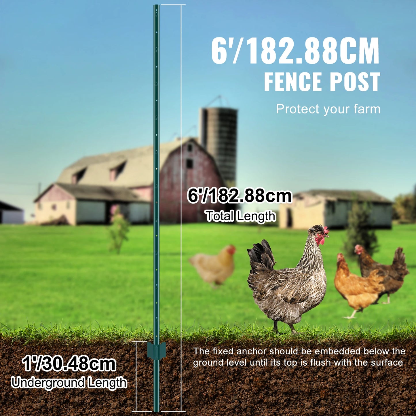SucceBuy Heavy Duty T-Post Fence Post For Garden And Farm