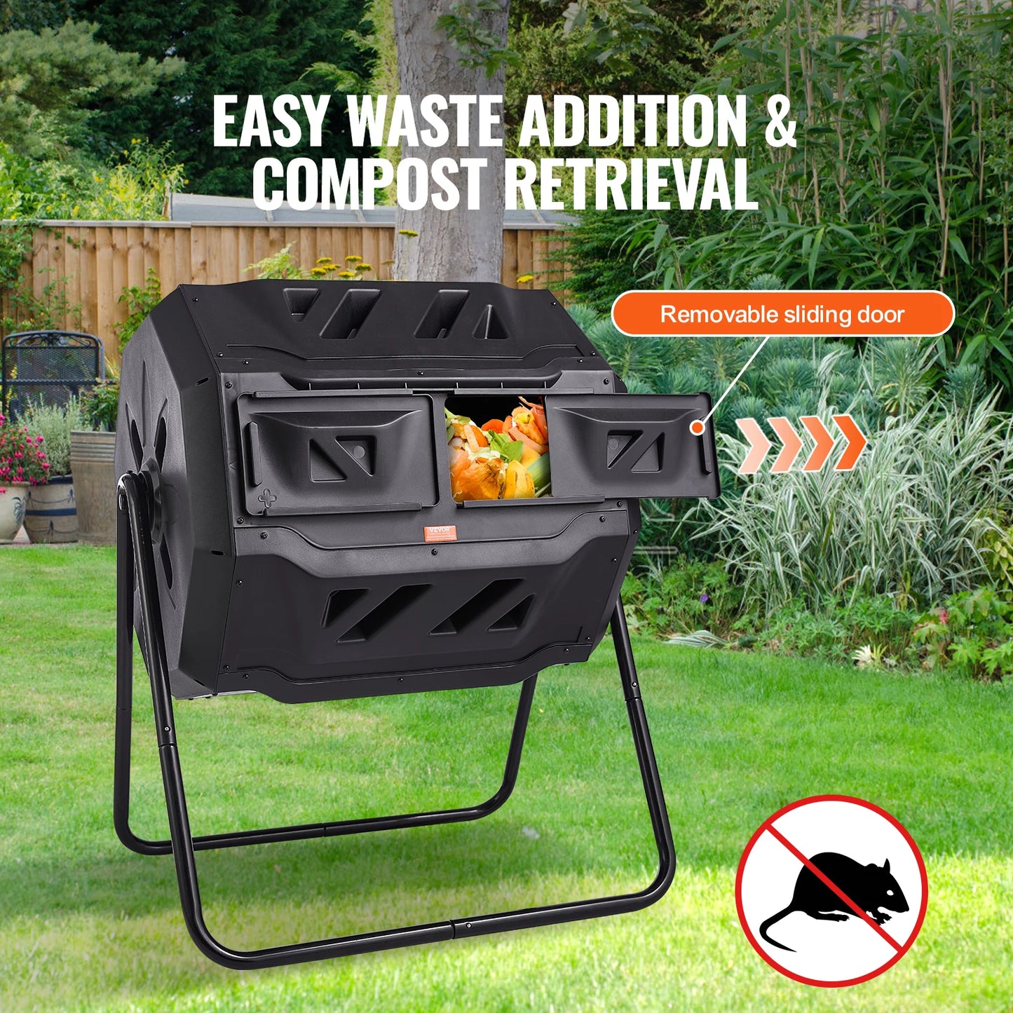 Dual Chamber Compost Tumbler Bin BPA Free Garden Outdoor