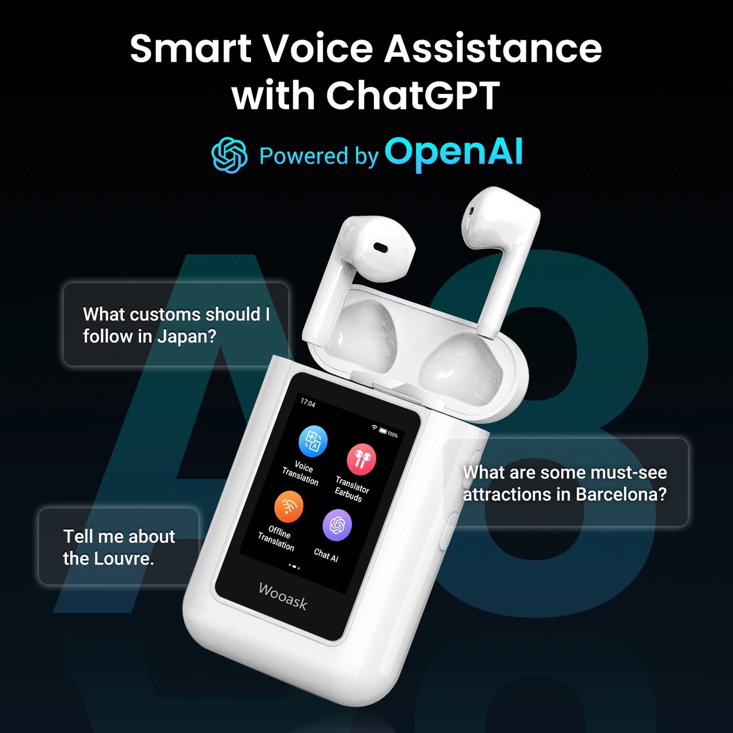 Wooask A8 Translator Earbuds With 144 Languages