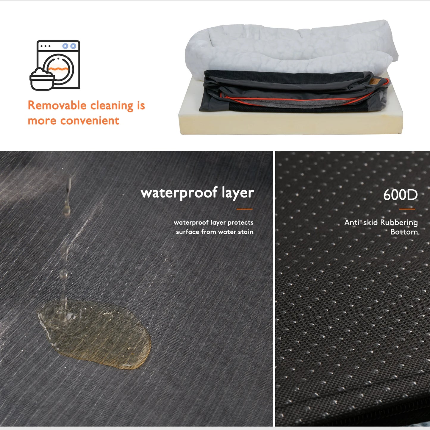 BINGOPAW Dog Bed Anti Allergy Warm Fleece Removable Cover