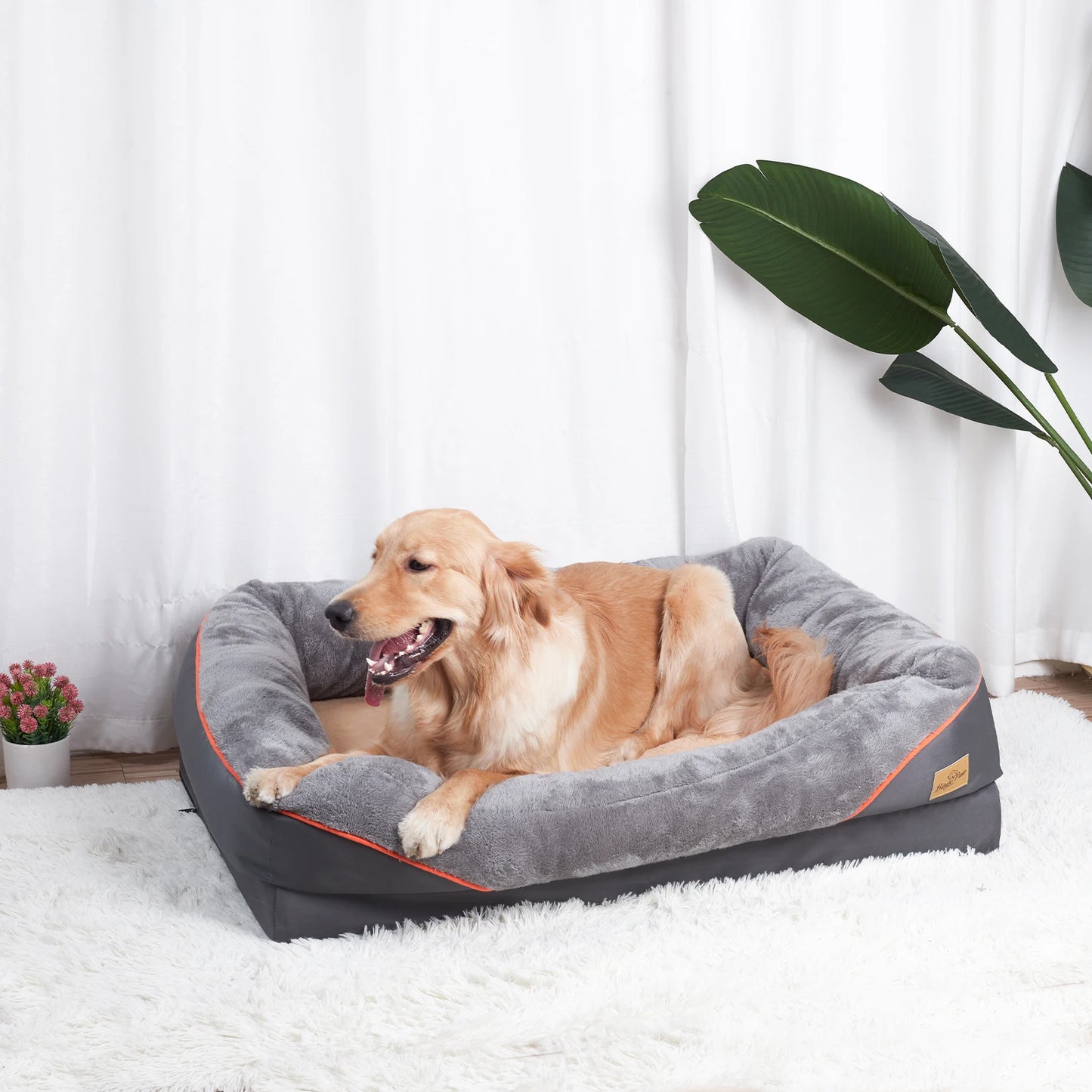 BINGOPAW Dog Bed Anti Allergy Warm Fleece Removable Cover