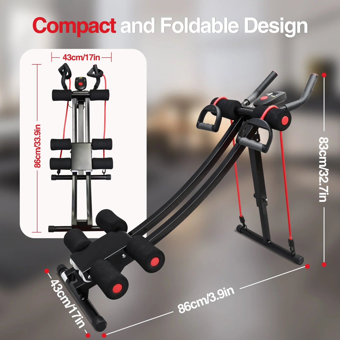 Foldable Ab Machine For Home Gym With LCD Display Core