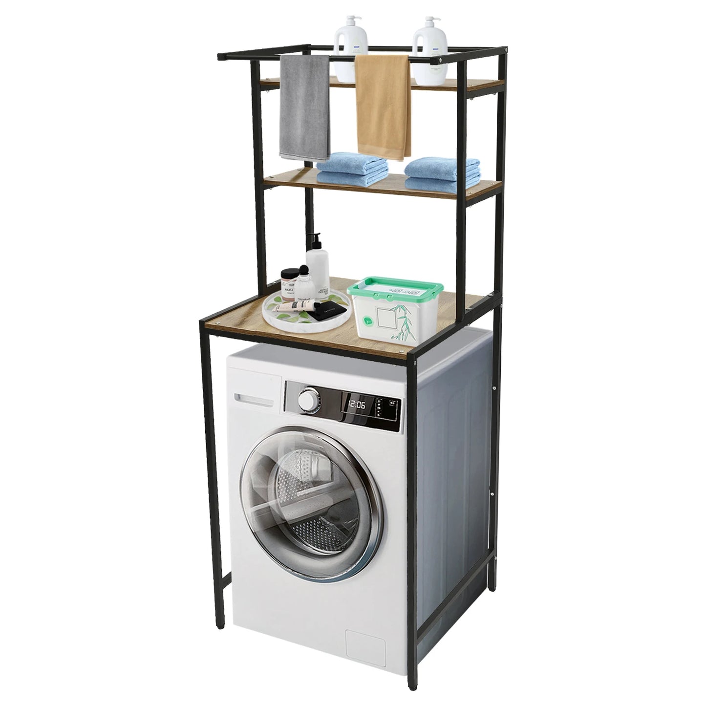 Triple Tier Washer And Dryer Storage Shelf Over Washing Machine