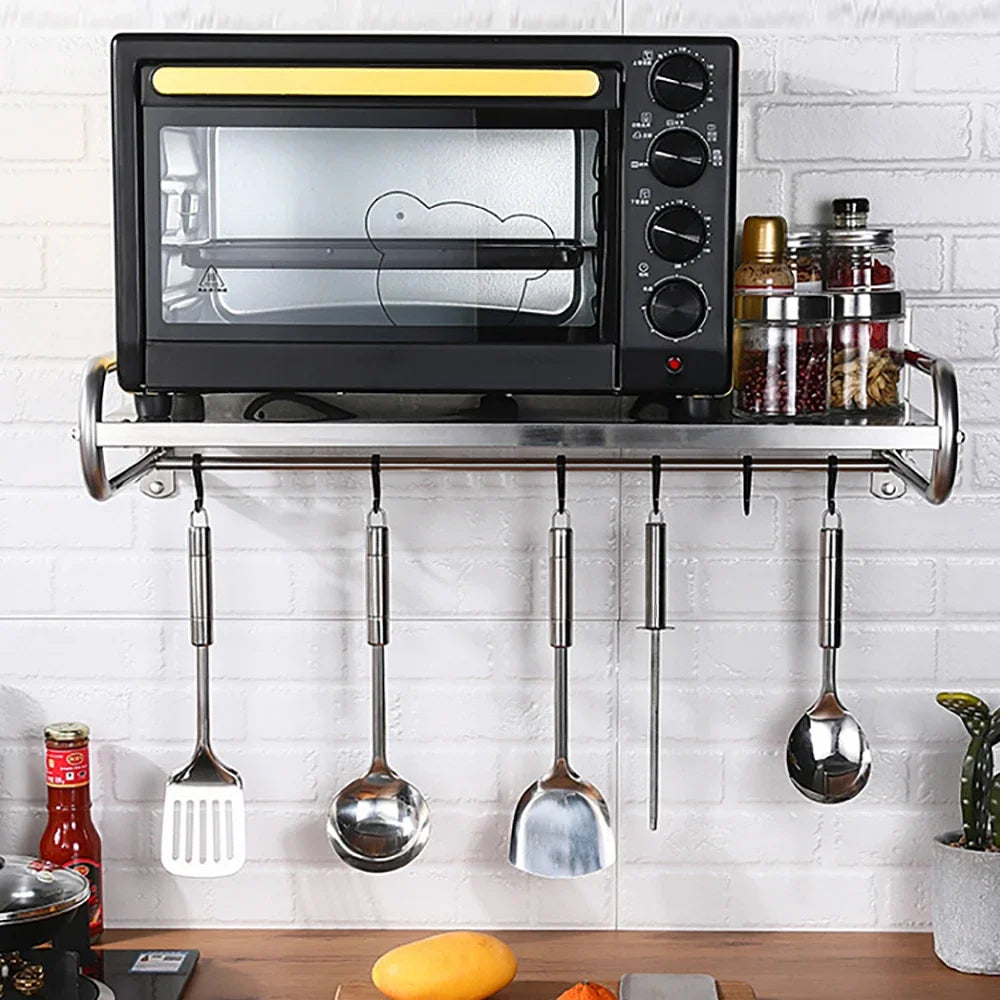 Stainless Steel Microwave Oven Rack Wall Mount Shelf