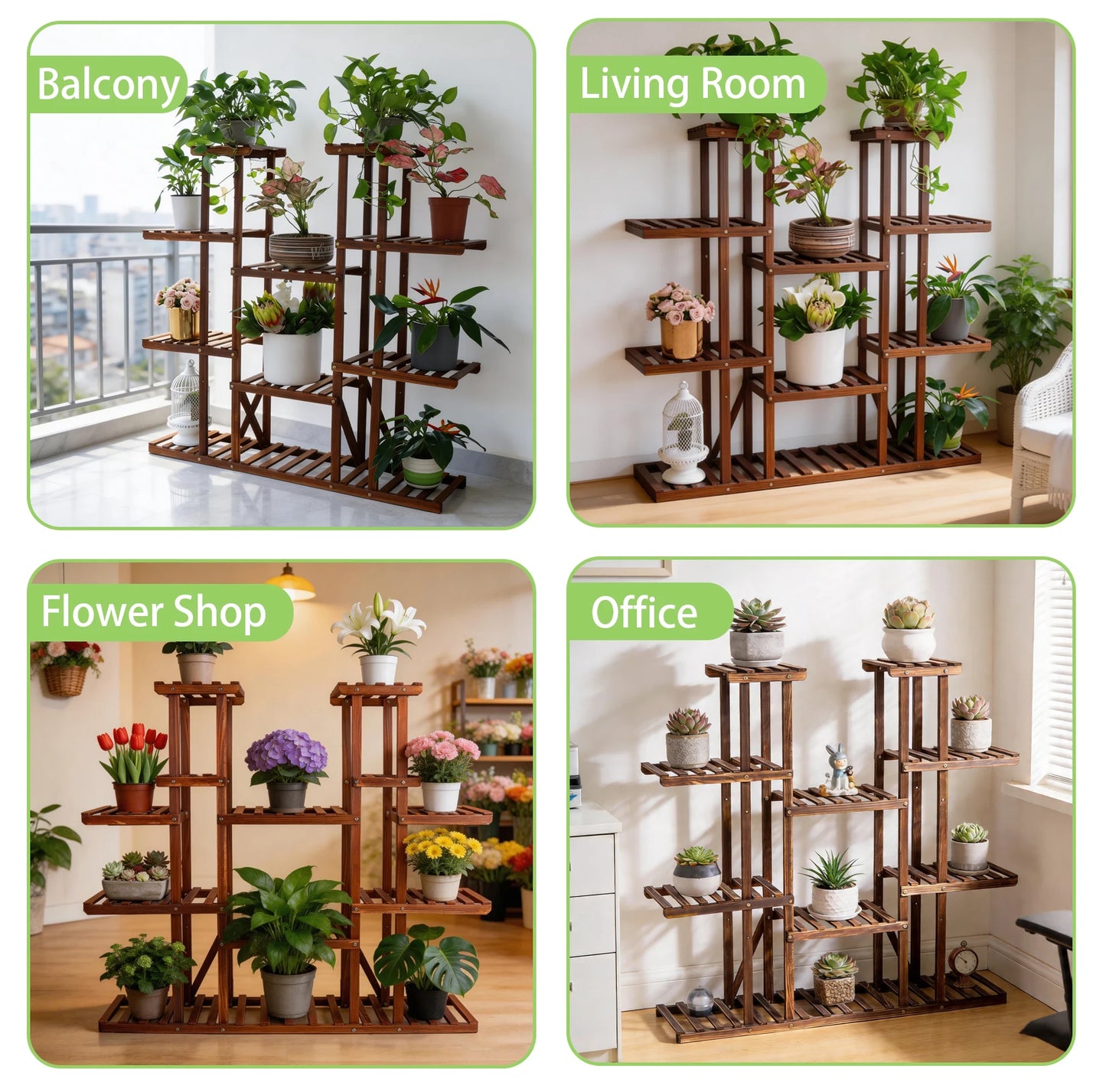 Wisfor Wooden Plant Shelf Multi-Tier Indoor Outdoor Display Stand