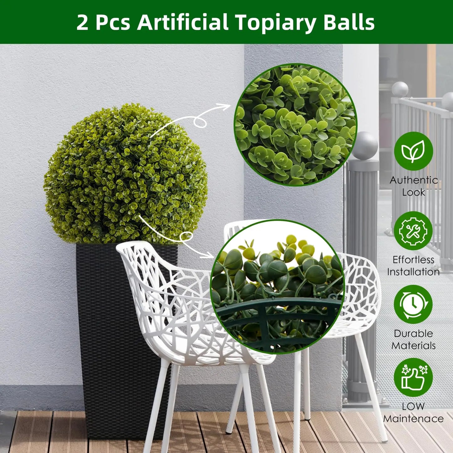 Studyset Outdoor Topiary Balls Artificial Cedar Decor Set of 2