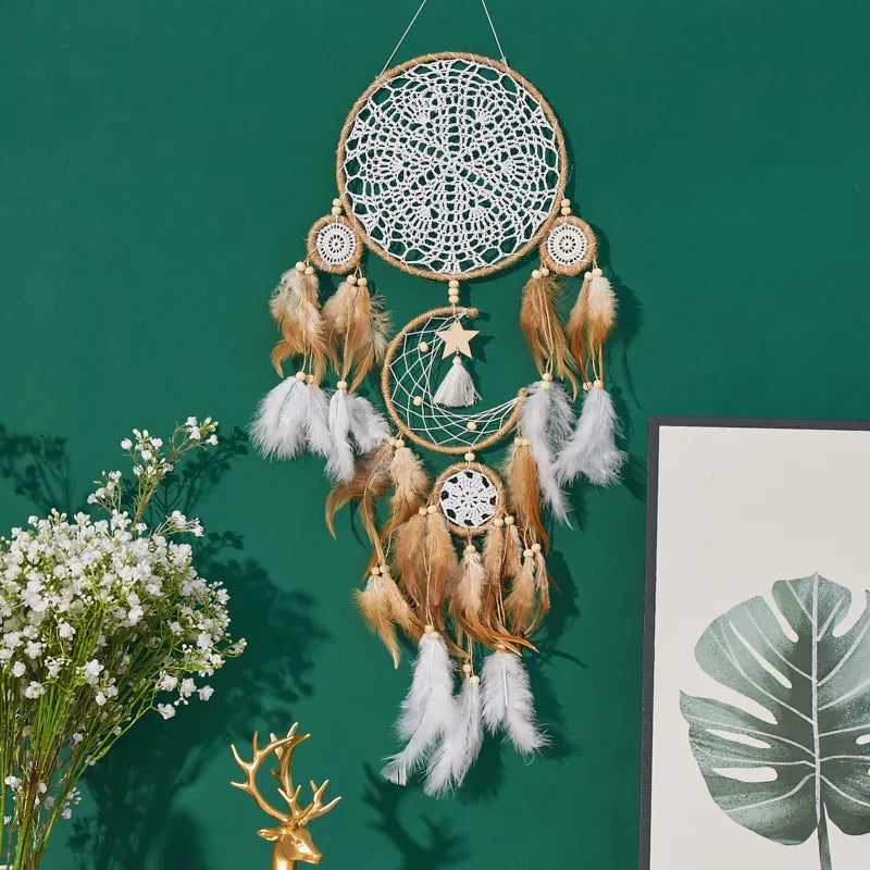 Dream Catcher Moon Dream Chaser Bohemian Wall Decor Bedside Ornament