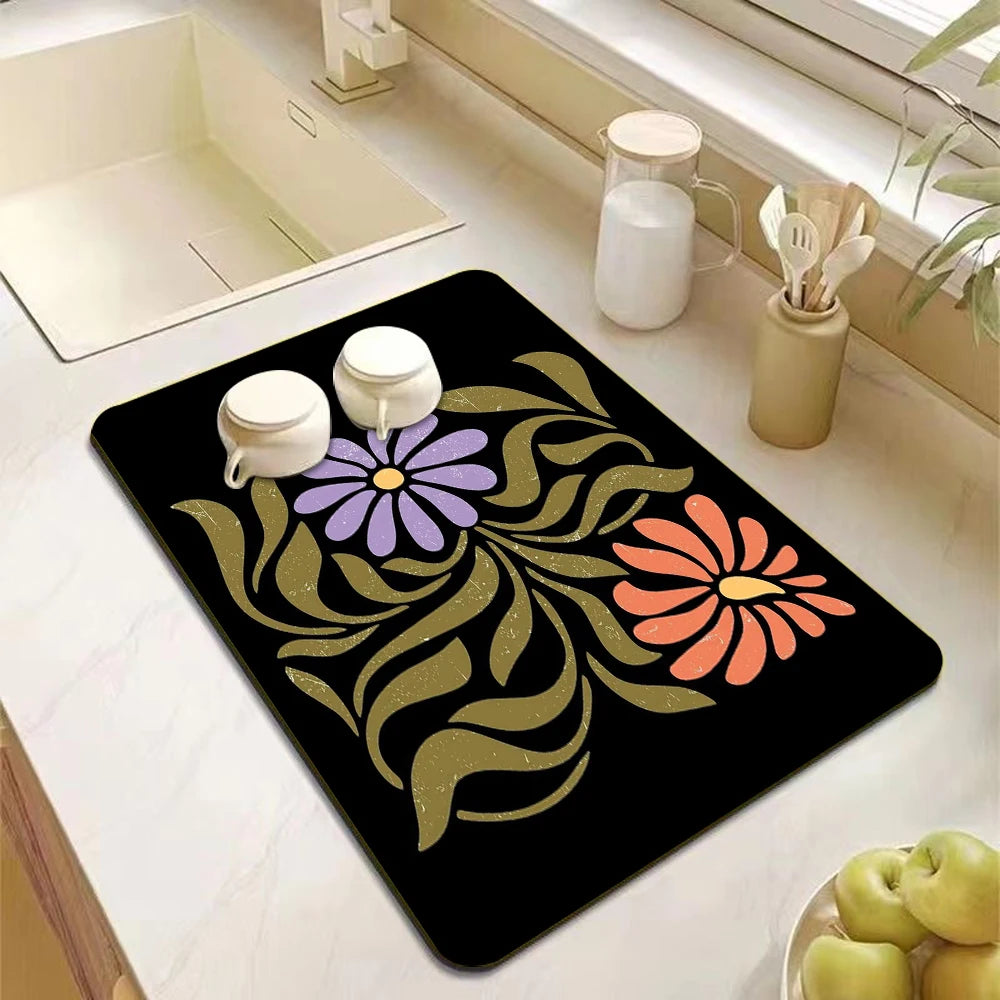 Kitchen Accessories Absorbent Kitchen Dish Drying Mat Coffee Machine Tableware Drain Mat Kitchen Drain Pad Tableware Mat Coaster