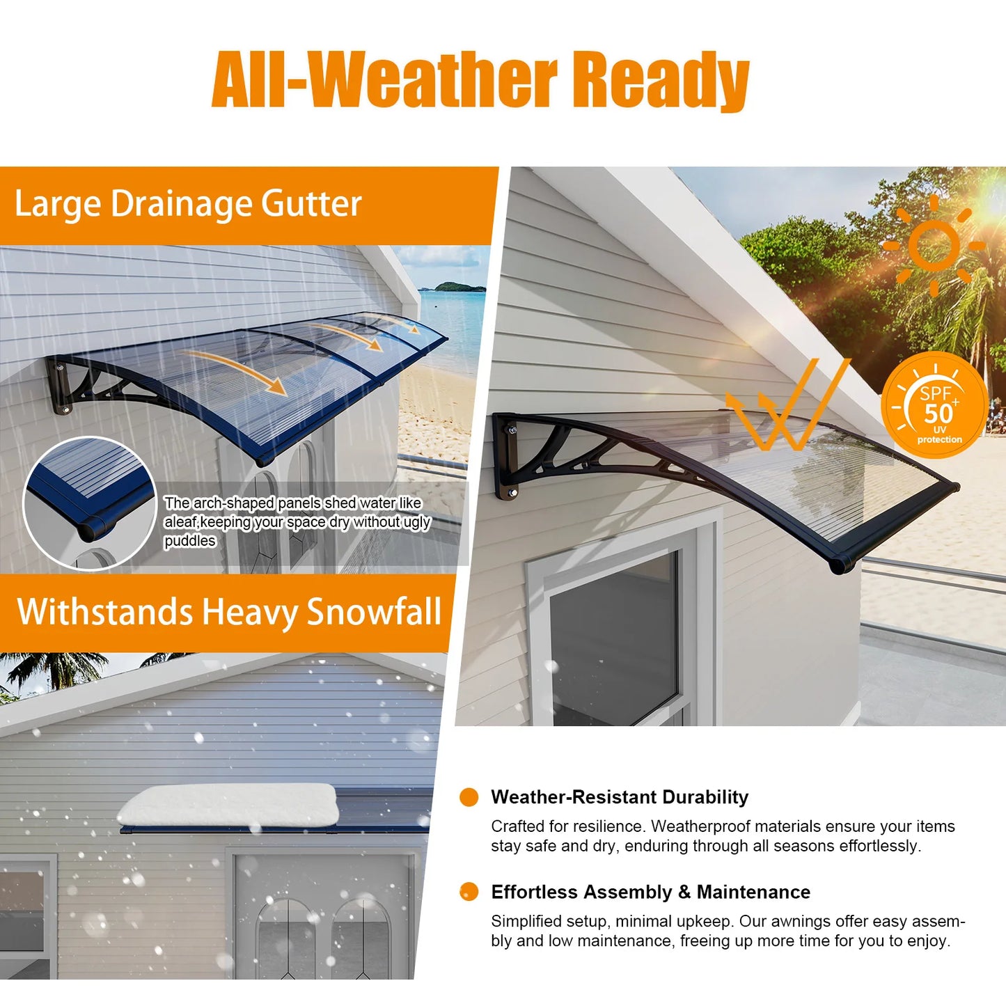 GUANSU-CN Panels Awning for Door and Window Shelter