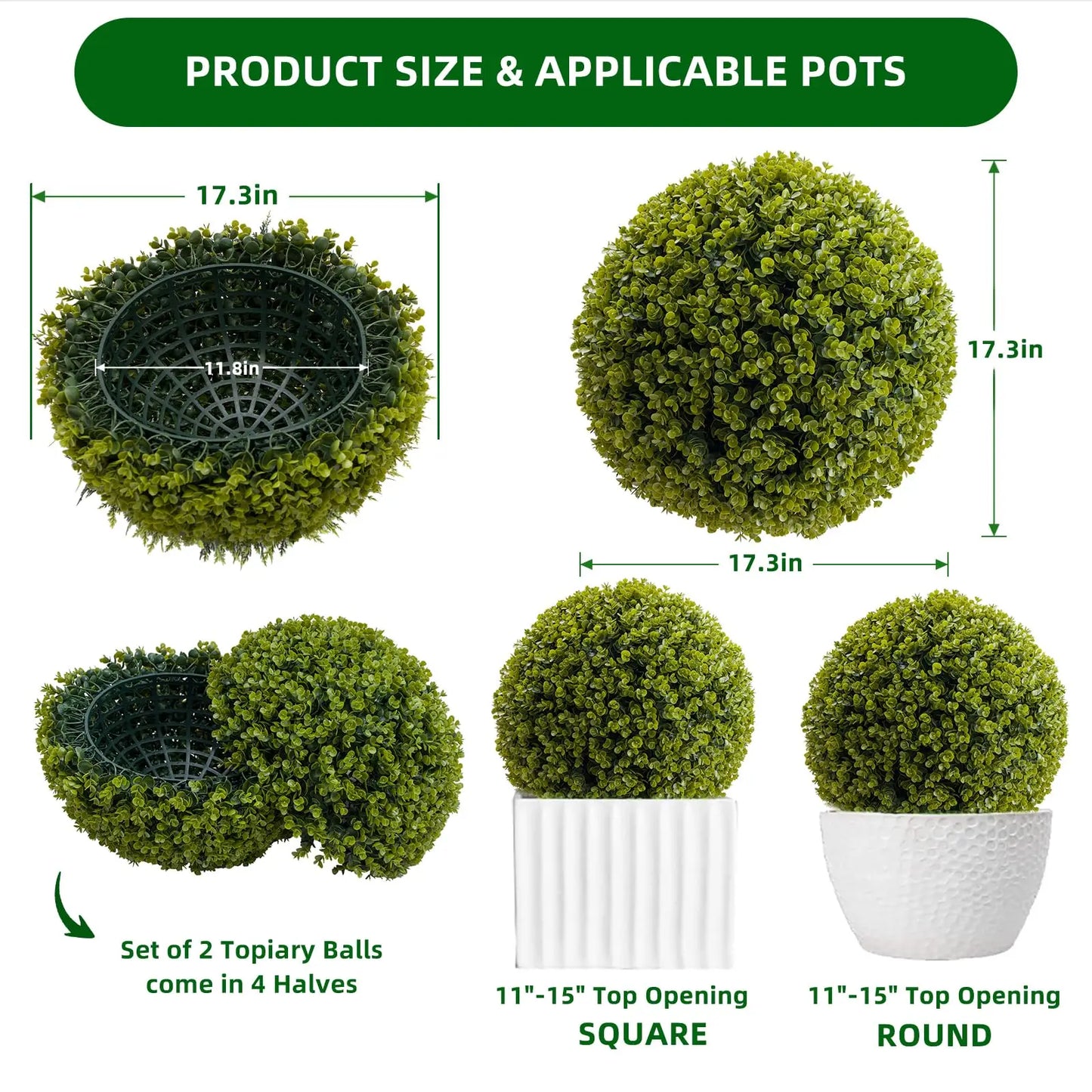 Studyset Outdoor Topiary Balls Artificial Cedar Decor Set of 2