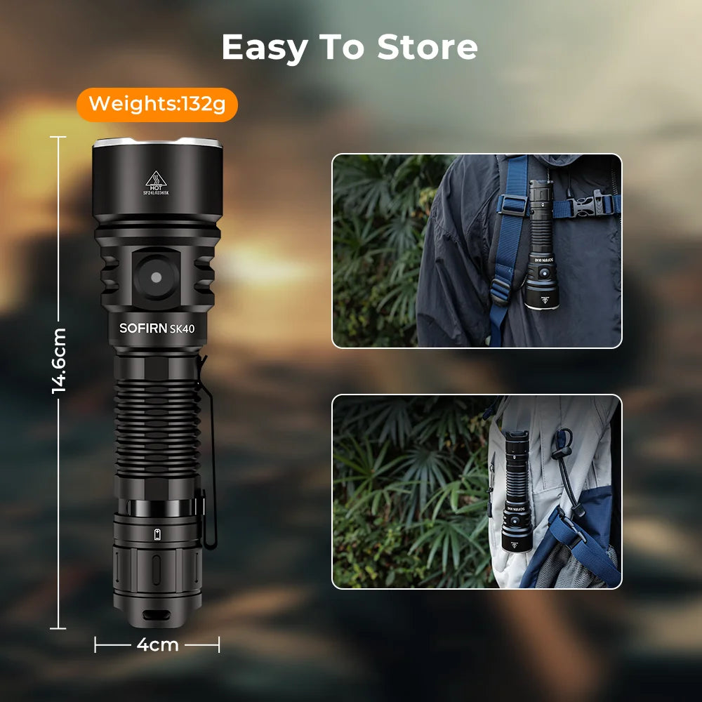 Sofirn SK40 Tactical Flashlight 3200lm LED Waterproof Dual Switch