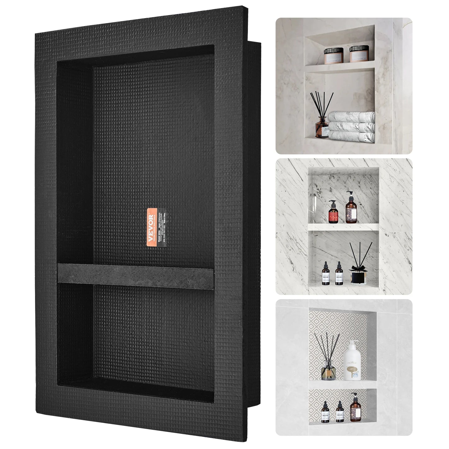 Shower Niche Organizer Dual Tier Recessed Shelf Tile Ready