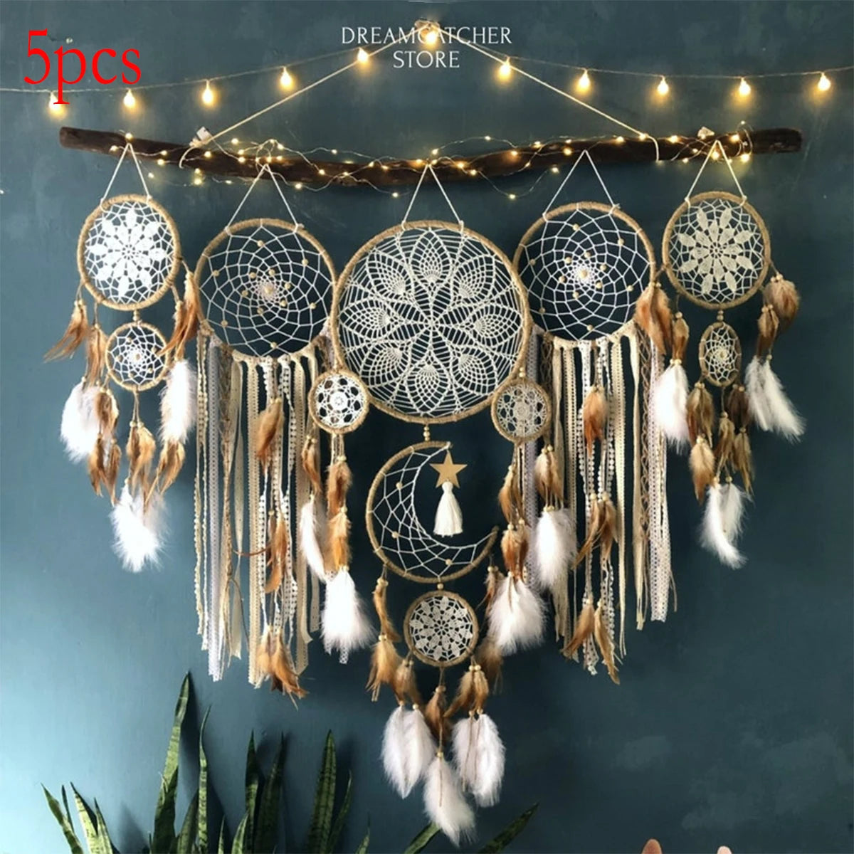 Dream Catcher Moon Dream Chaser Bohemian Wall Decor Bedside Ornament