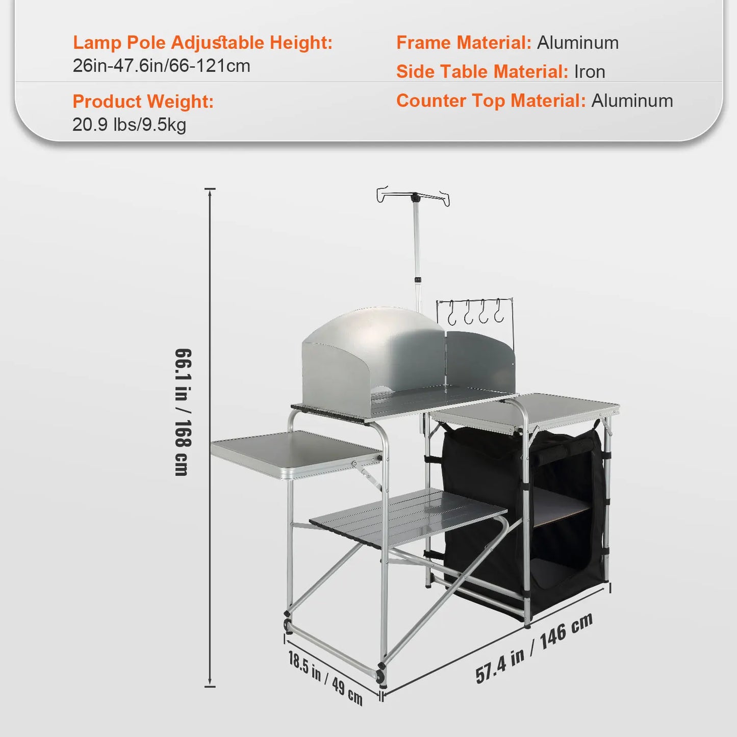 Succebuy Foldable Camping Kitchen Table Cabinet With X Shaped Aluminum Bracket