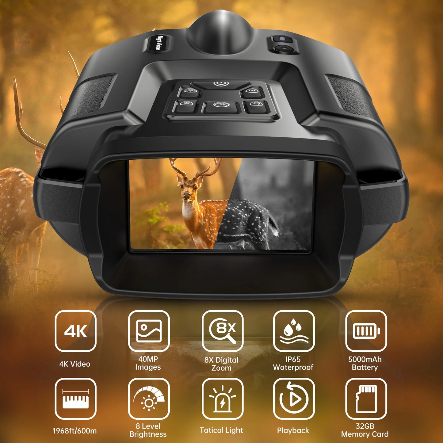 DIYIMIN Night Vision Binoculars 4K Infrared With 8X Zoom
