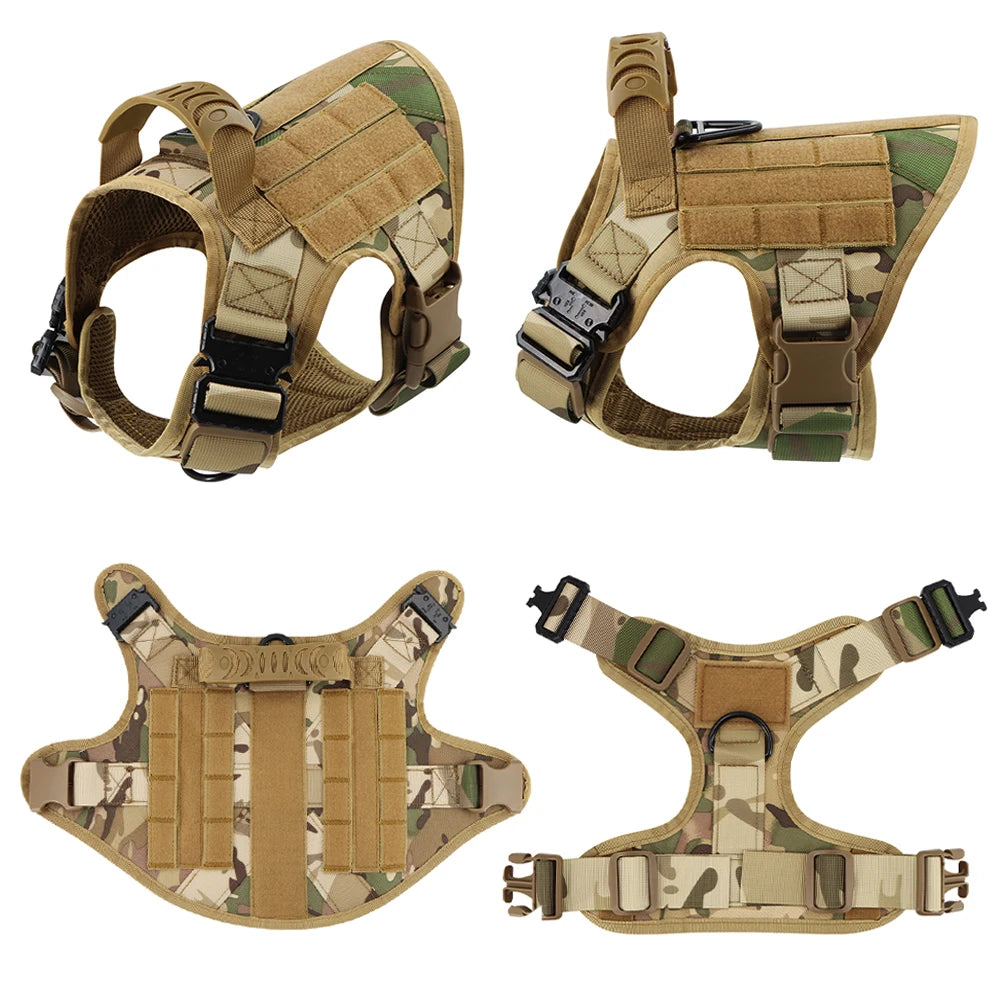 PETRAVEL Military Dog Harness Vest Set With Leash Patches