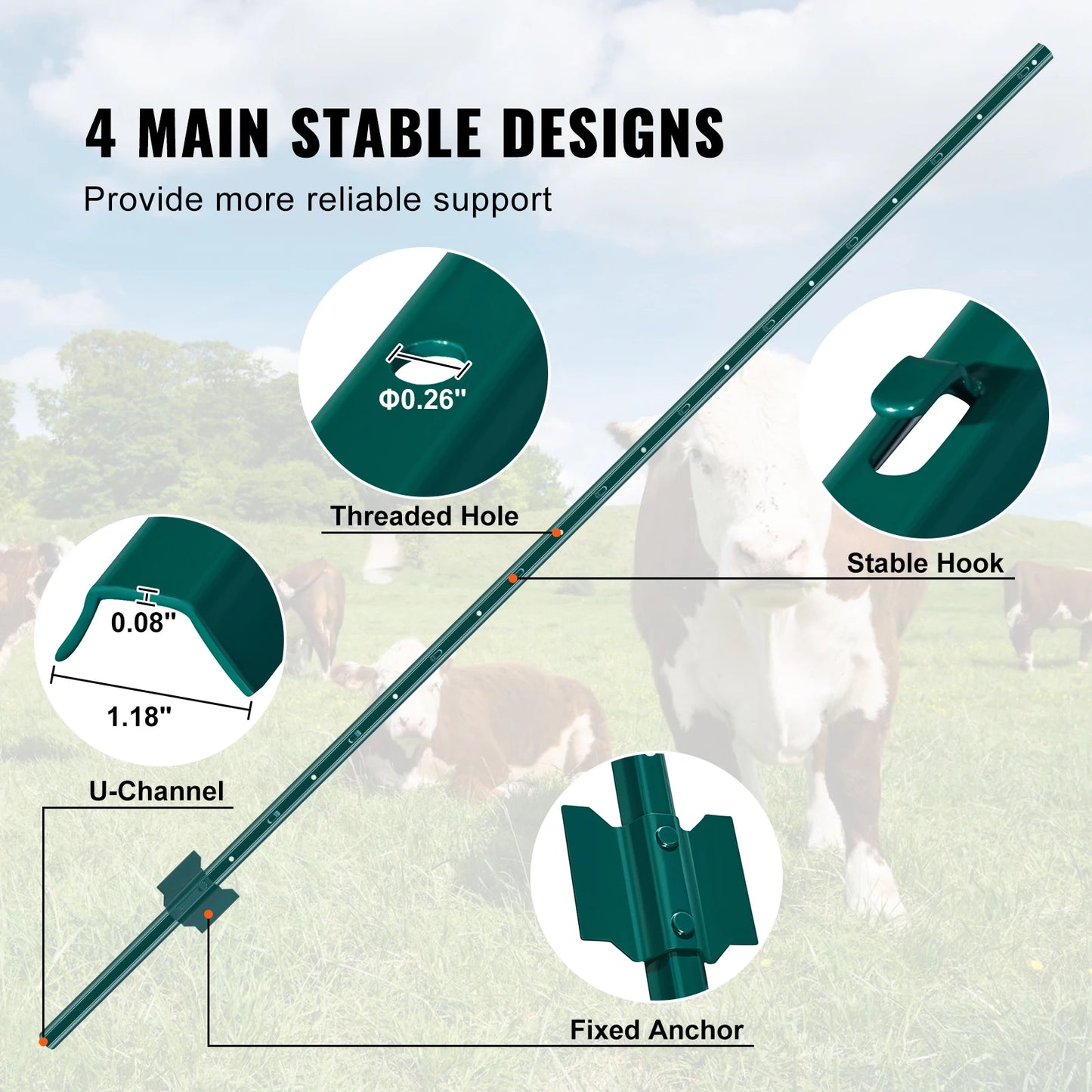 SucceBuy Heavy Duty T-Post Fence Post For Garden And Farm