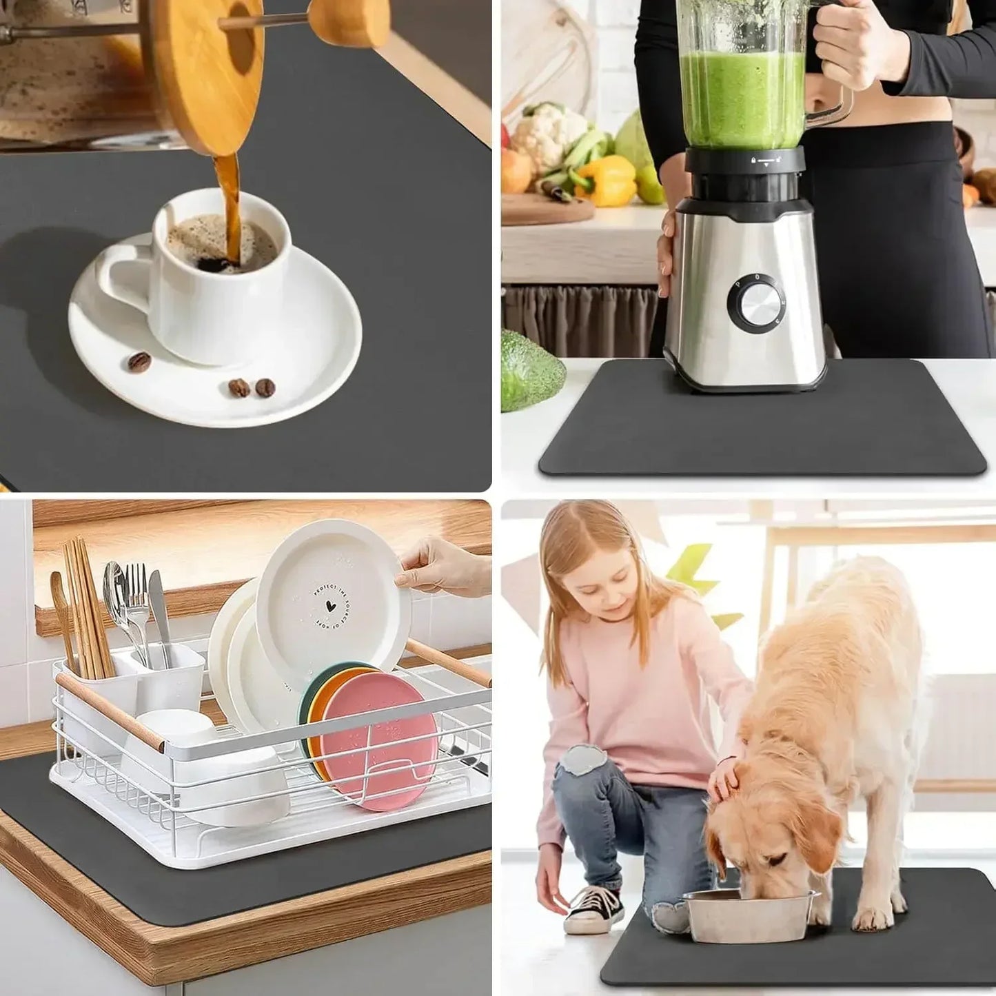 Kitchen Accessories Absorbent Kitchen Dish Drying Mat Coffee Machine Tableware Drain Mat Kitchen Drain Pad Tableware Mat Coaster