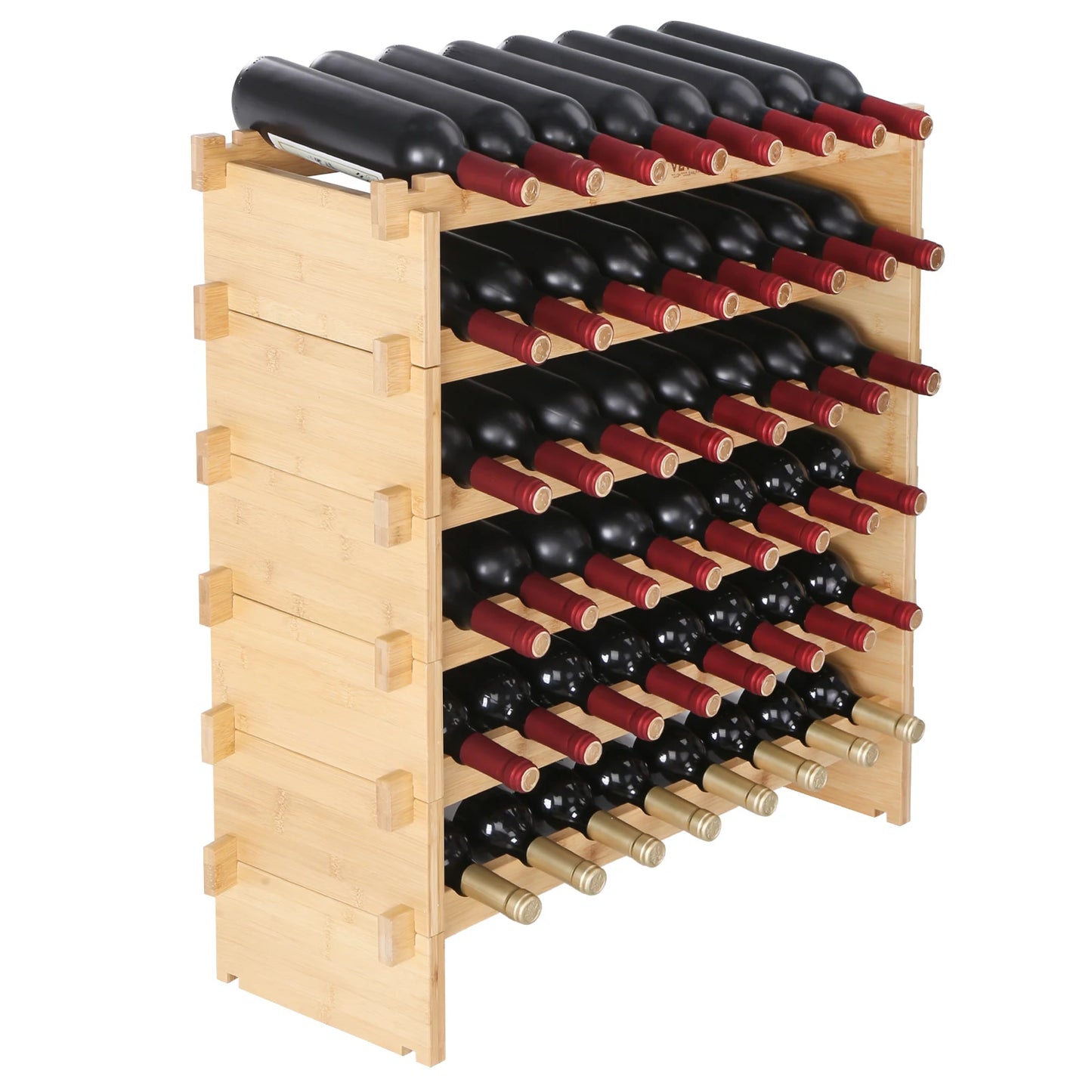 SucceBuy Bamboo Stackable Wine Rack For Free Standing Storage