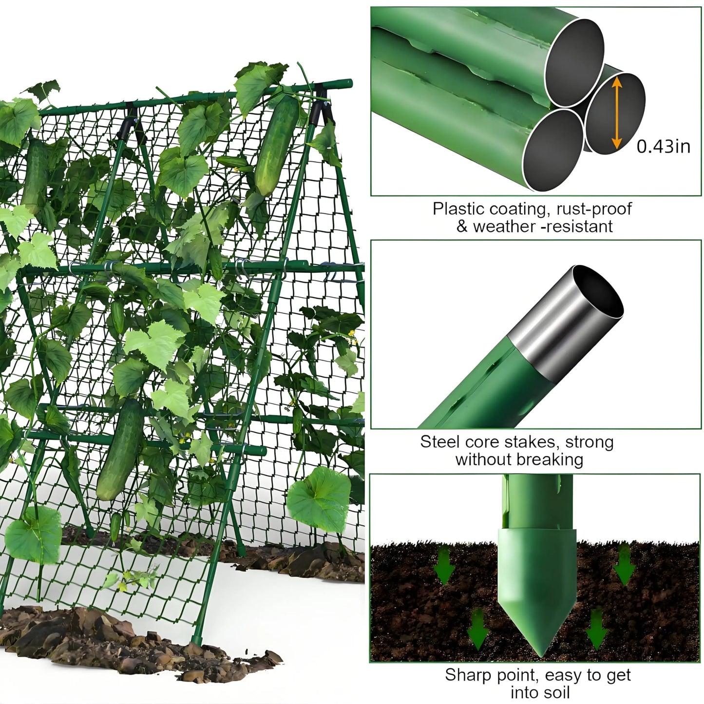 HiMISS Raised Bed Trellis Metal A Frame Support Climbing Plants