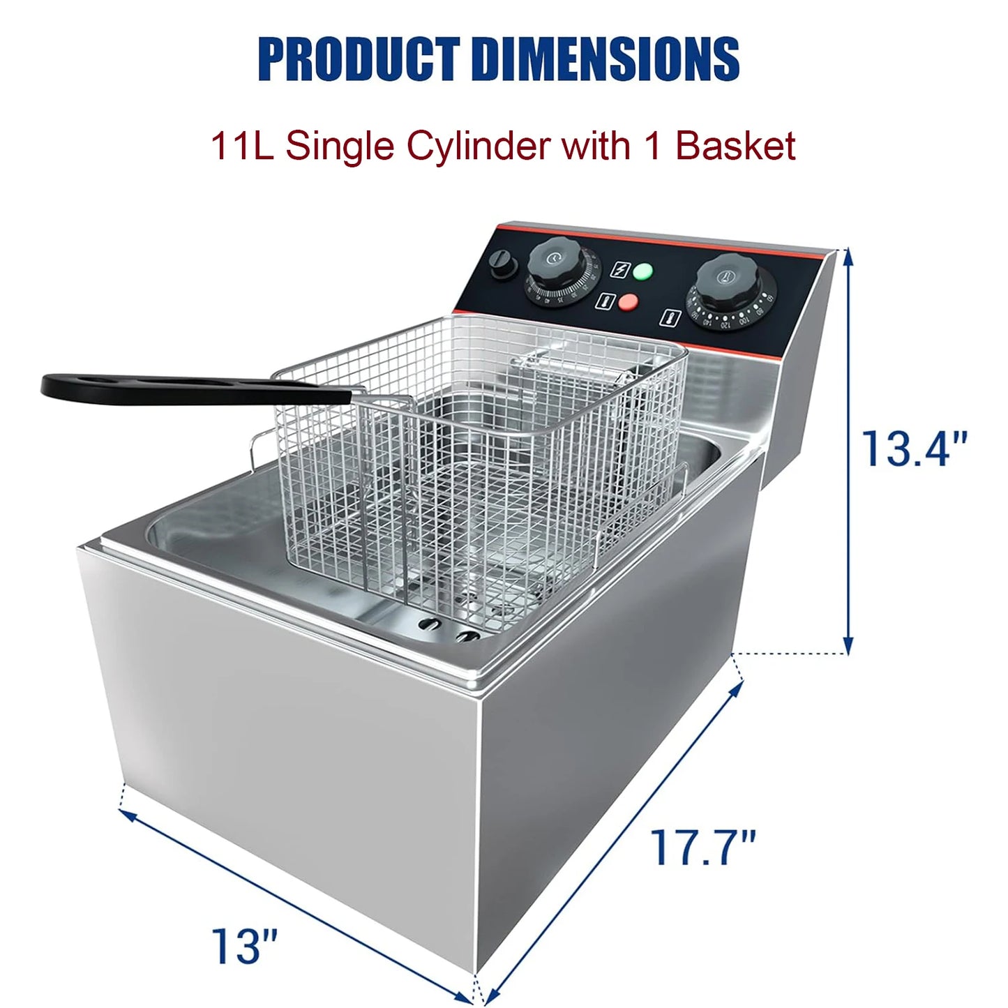 acekool Stainless Steel Commercial Deep Fryer With Baskets