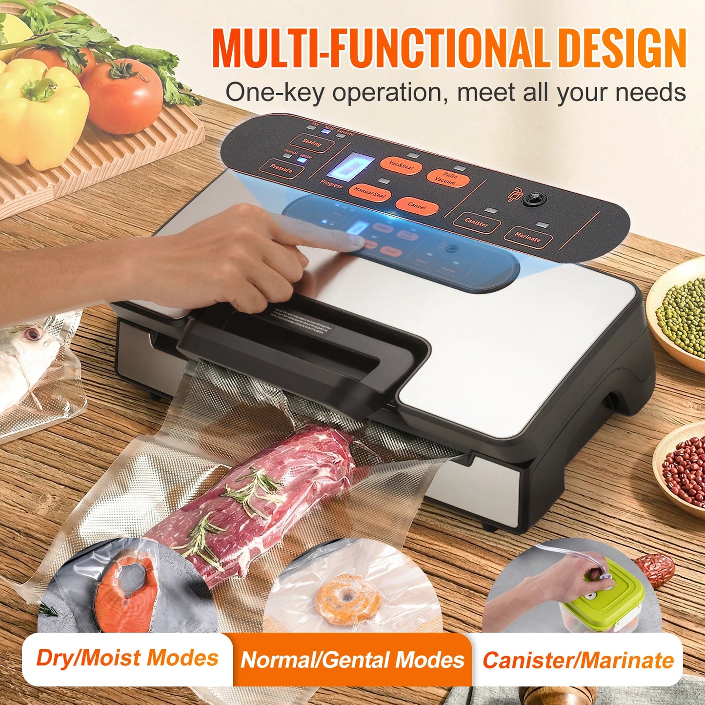 SucceBuy 90Kpa 130W Vacuum Sealer for Household Food Packaging