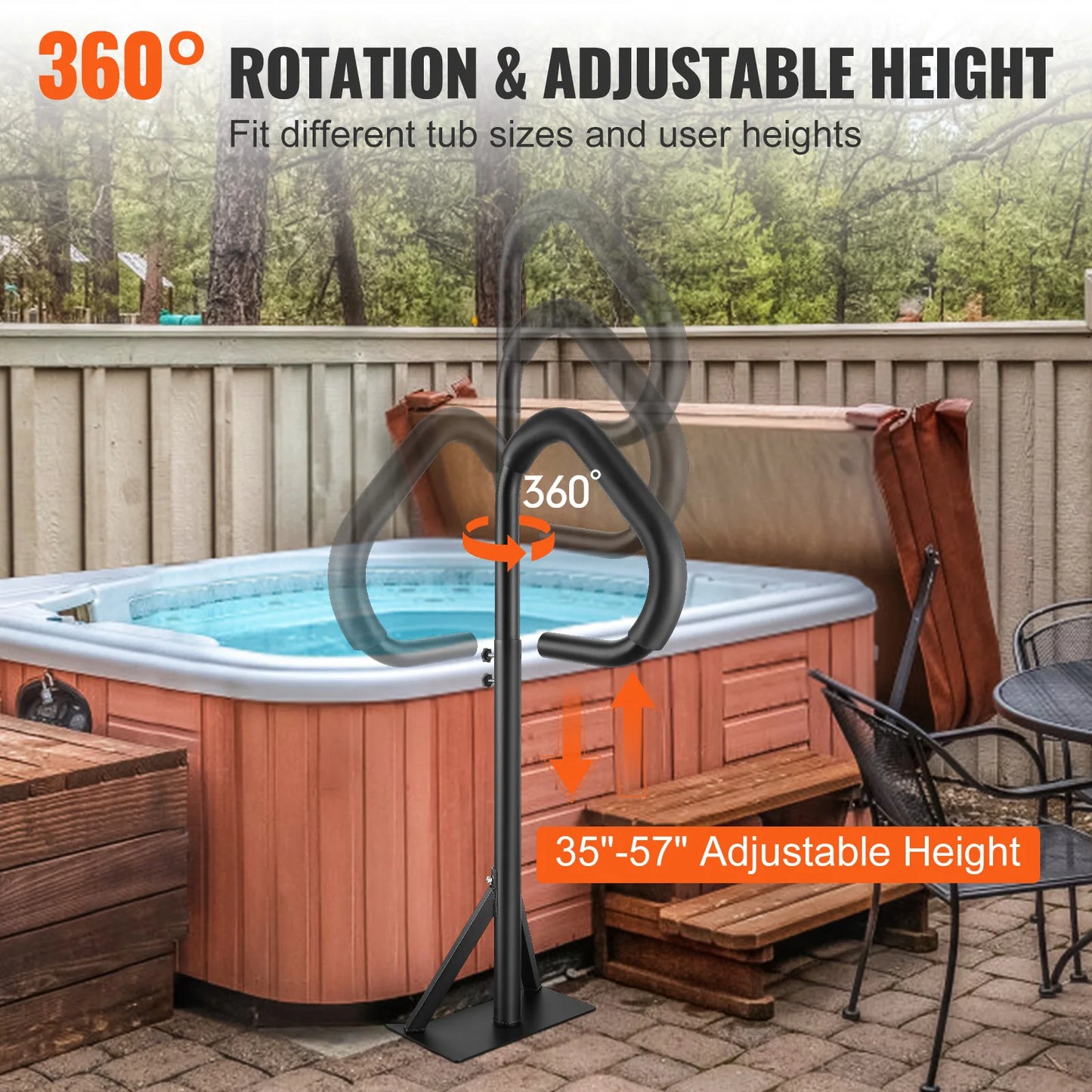 360 Rotatable Spa Hand Rail With Slide Under Mount