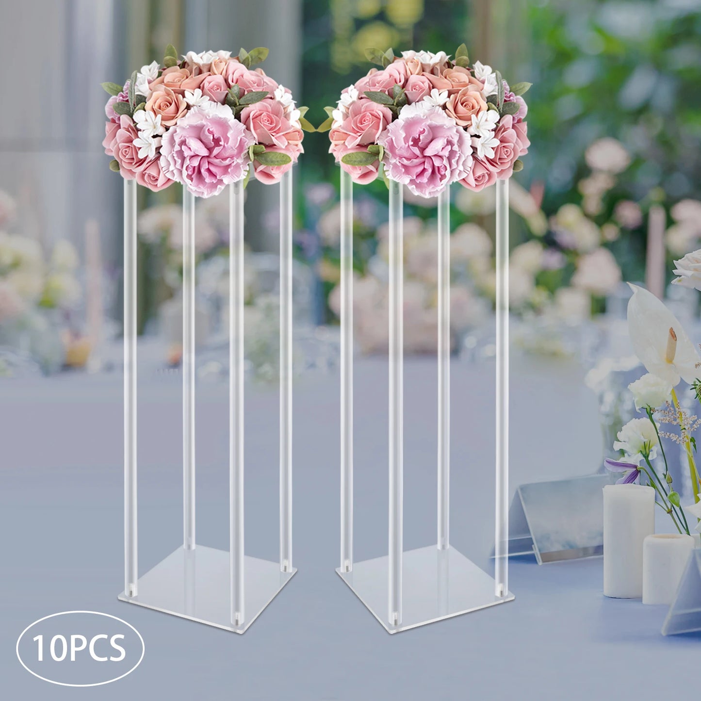Acrylic Vase Wedding Centerpieces Set 10Pcs Clear Free Standing Stands