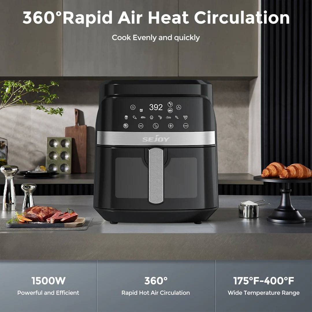 SEJOY 8-In-1 Air Fryer Oilless Cooker For Roast Bake Dehydrate Warm