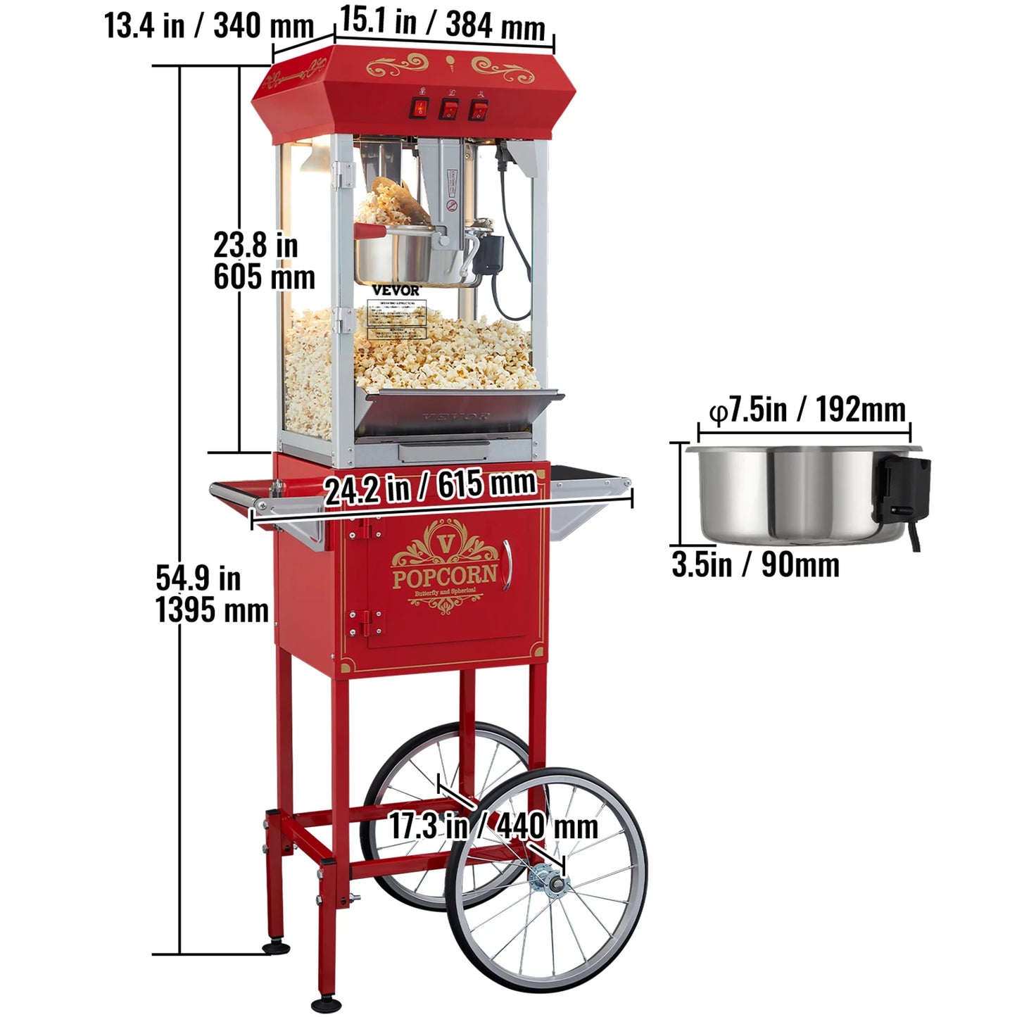 SucceBuy Electric Popcorn Maker Stainless Steel Commercial Popper Machine
