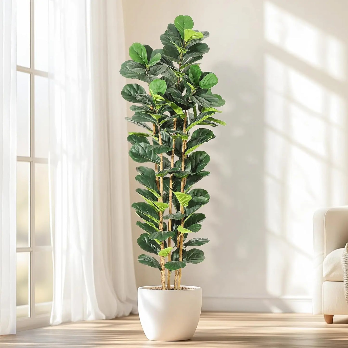 HiMISSCN Artificial Fiddle Leaf Fig Tree With Pot for Home