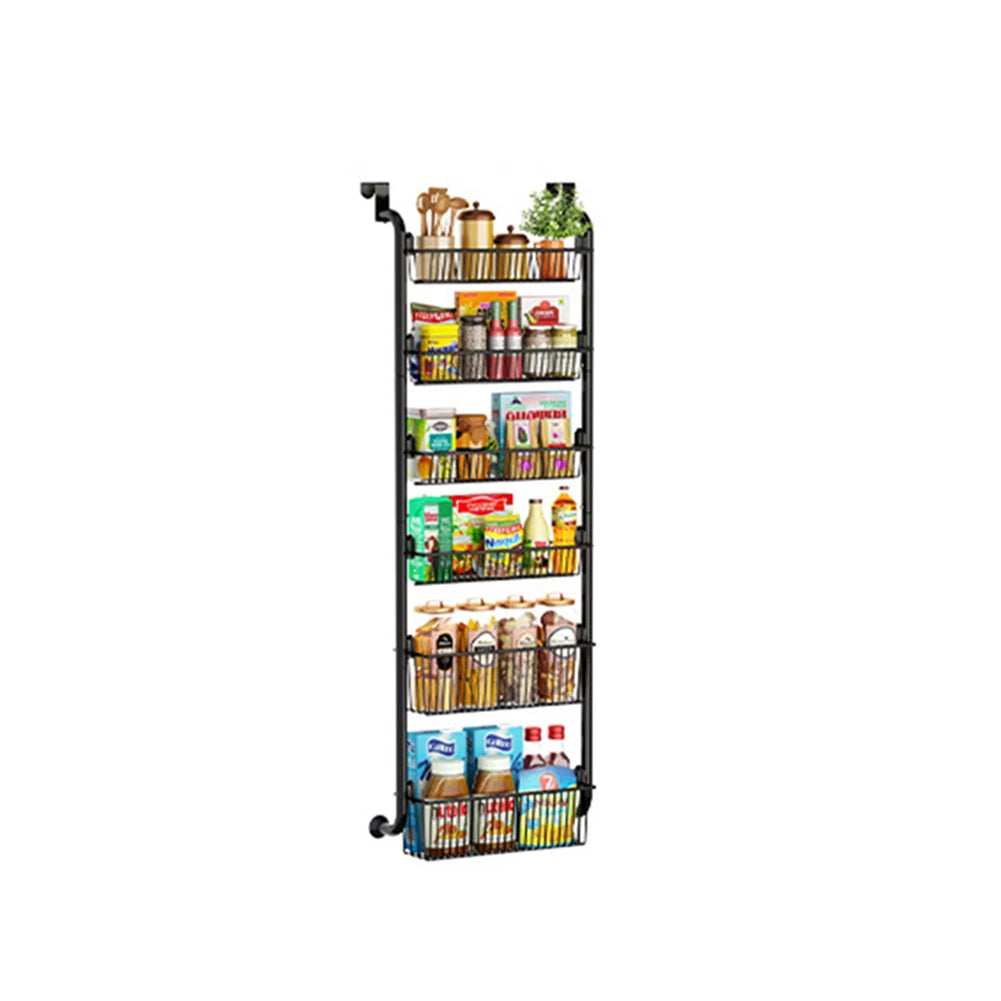 Over The Door Organizer, Metal Behind Door Hanging Storage Organizer Shelf With Adjustable Basket, Organizer For Kitchen