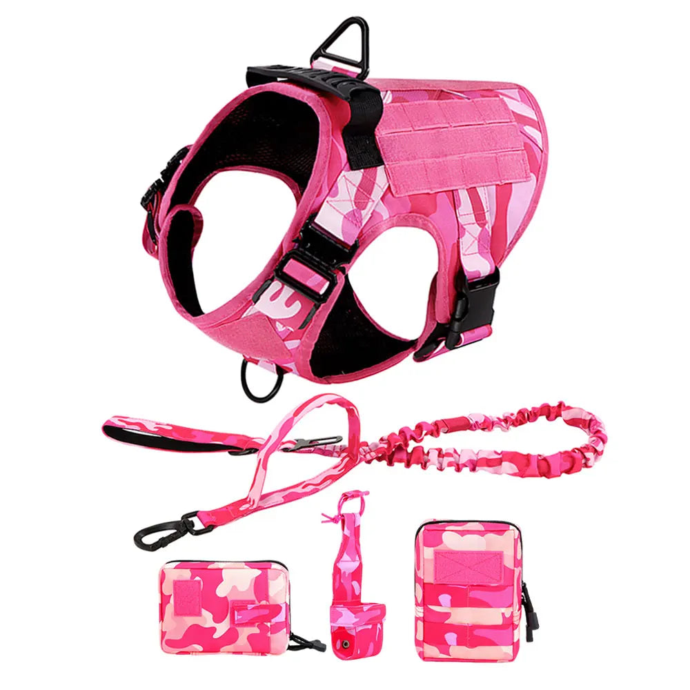 PETRAVEL Military Camouflage Dog Harness Leash Set For Training