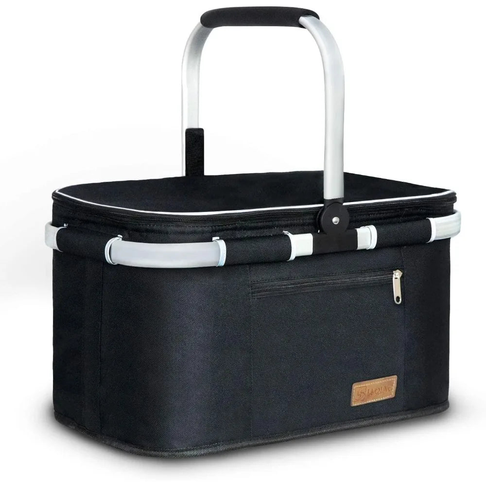 NBVCX Insulated Picnic Basket With Double Layer Pockets And Leakproof