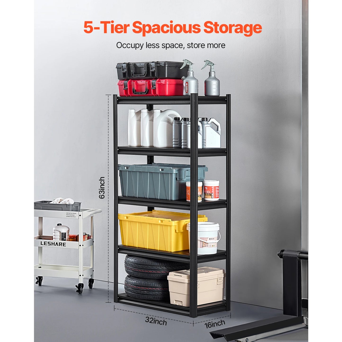 SucceBuy 5-Tier Garage Storage Shelves 2000 Lb Capacity