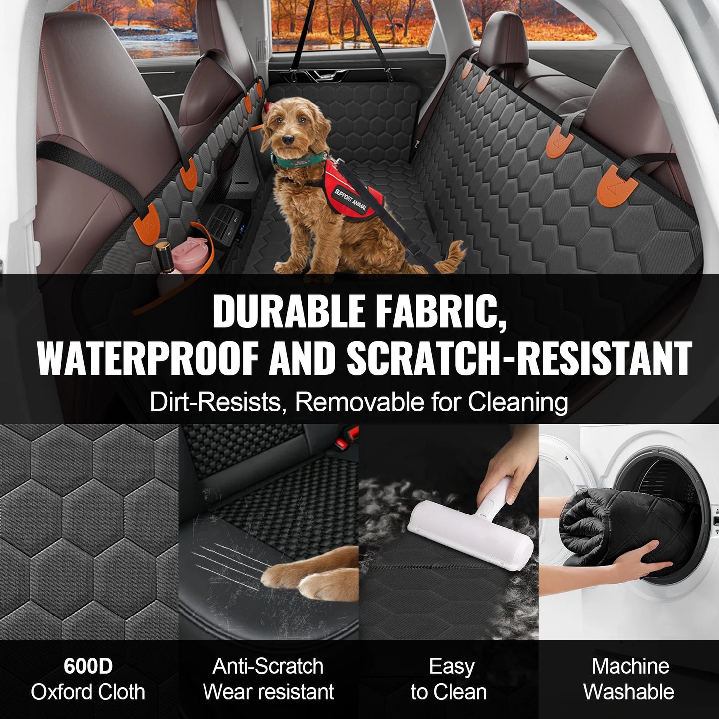 SucceBuy Dog Car Seat Cover Back Seat Extender Mesh Window