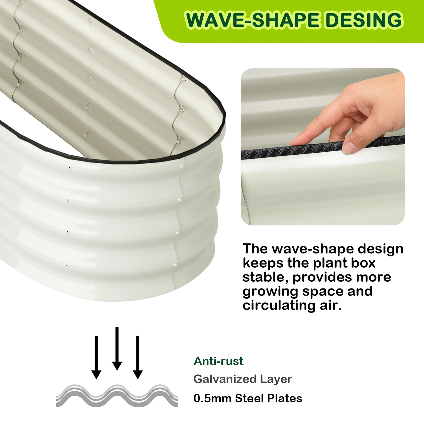 HiMISS Two Pack Oval Galvanized Raised Garden Bed Outdoor